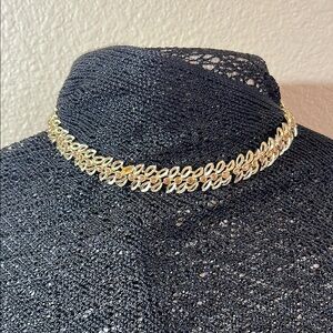 Vintage Gold and jeweled Choker Necklace c49